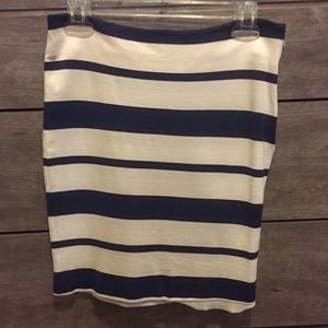 Navy and white striped skirt
